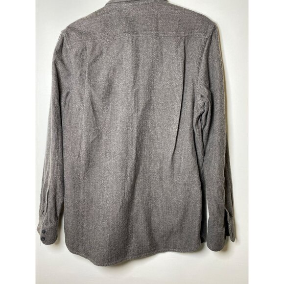 Nordstrom Mens Shop Gray Herringbone Button-Up Shirt L Regular Fit 100% Cotton - Picture 4 of 8